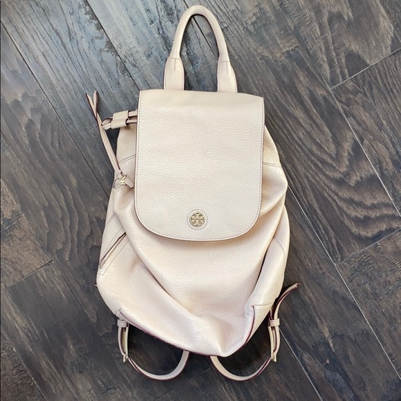 blush pink leather backpack